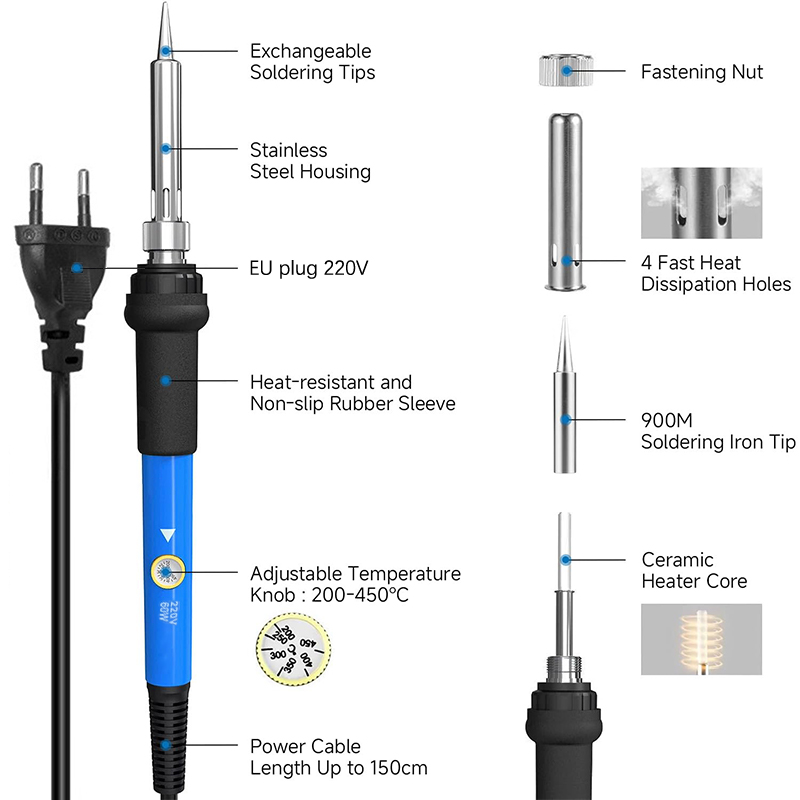 Adjustable Temp 220V 60W Elect - Electronics Repair Kit With Soldering Iron recension och pris